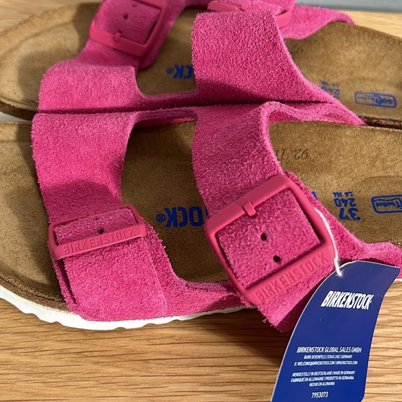 Birkenstock New Women's Arizona SF Sandal Fuchsia Tulip Suede 37 240 L 6 M 6 - Picture 6 of 10